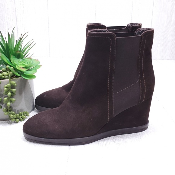 Aquatalia Jaelyn Weatherproof Suede Wedge Boots 10
